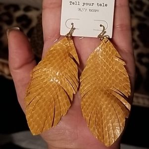 Leather yellow earrings